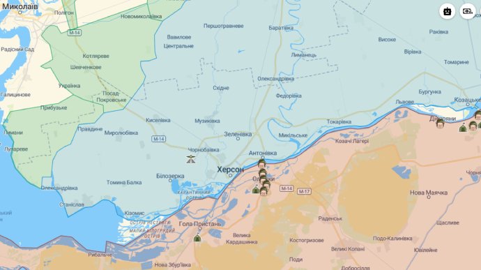 Херсонщина: на лівому березі Дніпра ворог відходить вглиб на 15-20 км