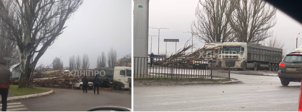 Тепла негода в Дніпрі: вітер повалив дерево на легковик та зніс торговельні павільйони