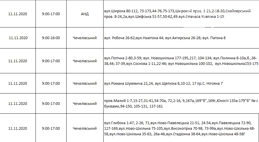 По каким адресам и в какое время в Днепре на этой неделе не будет света, фото-10