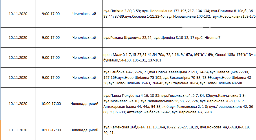 По каким адресам и в какое время в Днепре на этой неделе не будет света, фото-3