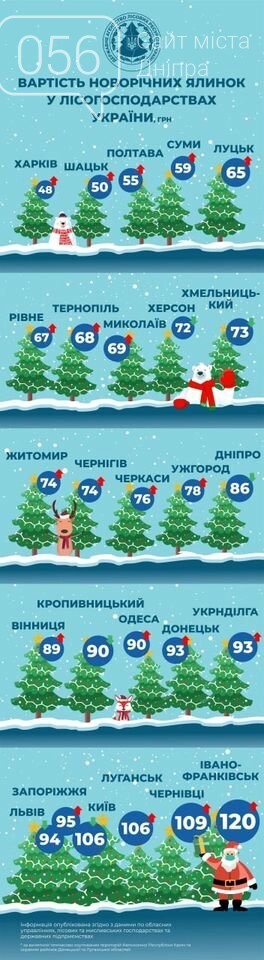 Стоимость елок в Днепре и других городах Украины