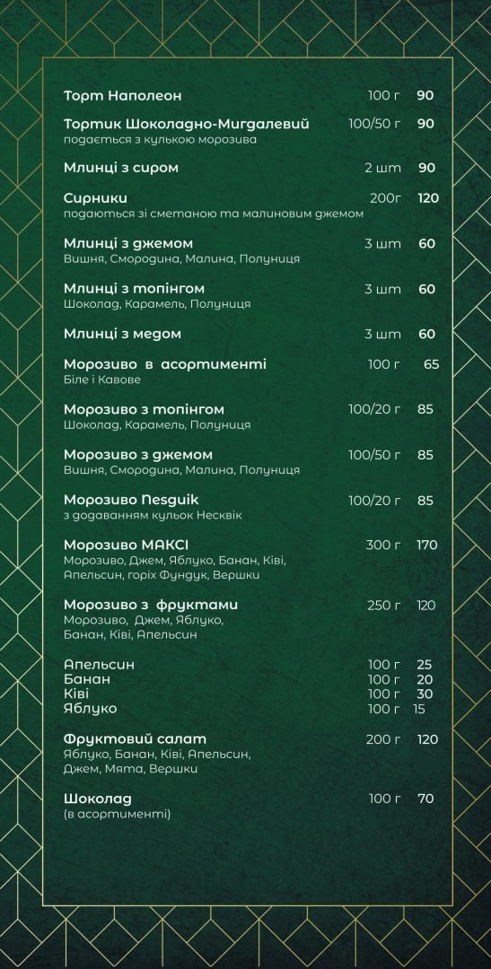 Десерти кафе СМАК Дніпро