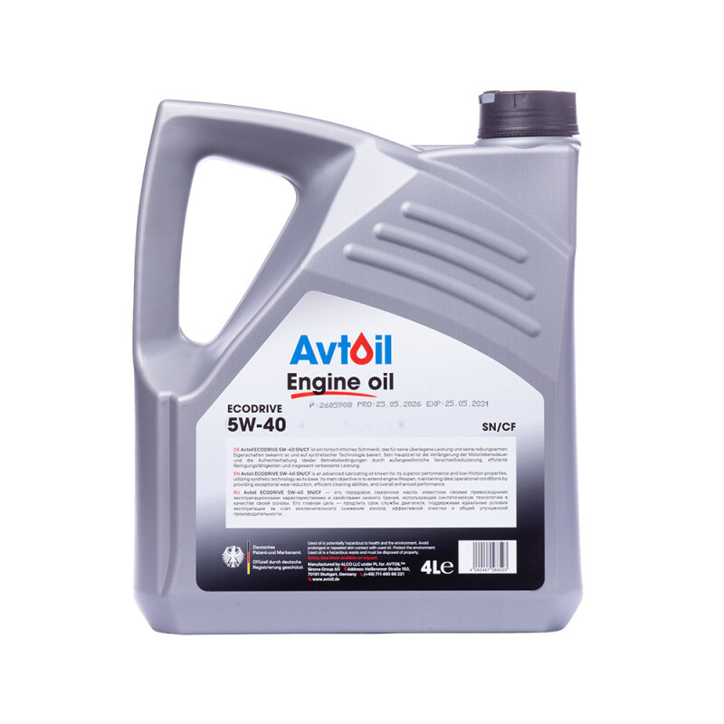 Синтетическое моторное масло Avtoil EcoDrive 5W-40 SN/CF (4 л) - Зображення 2