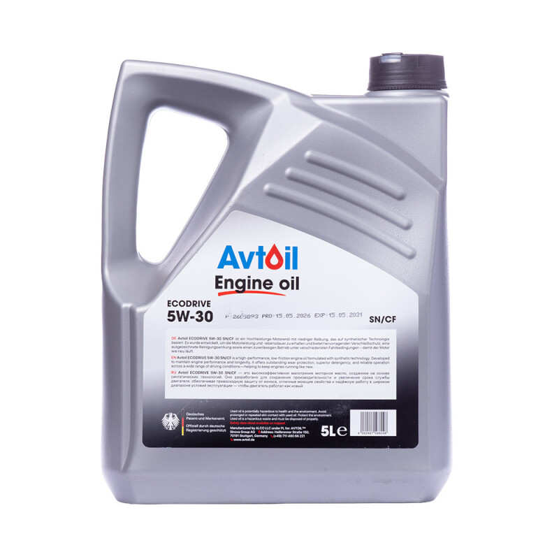 Синтетическое моторное масло Avtoil EcoDrive 5W-30 SN/CF (5 л) - Изображение 2