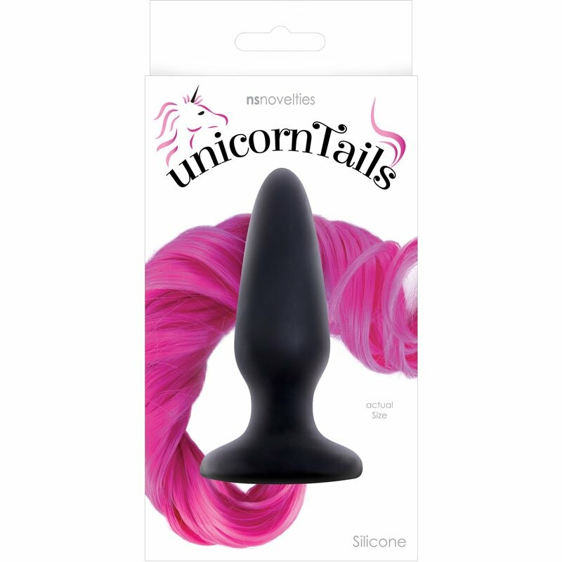 Анальна пробка NS Novelties Unicorn Tail з довгим хвостом, чорна, 10.5 х 3 см - Изображение 1