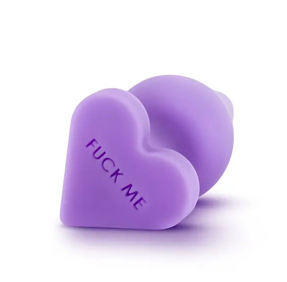 Анальна пробка  силіконова Candy Heart Fuck Me, фіолетова, 10.8 х 4.3 см - Изображение 2