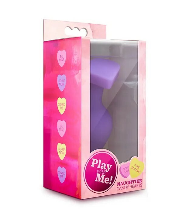 Анальна пробка  силіконова Candy Heart Fuck Me, фіолетова, 10.8 х 4.3 см - Изображение 1