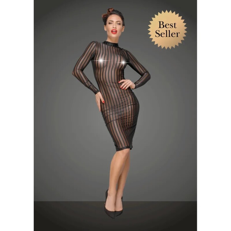 Напівпрозоре плаття Noir Handmade, чорне в смужку, розмір XXL - Зображення 3