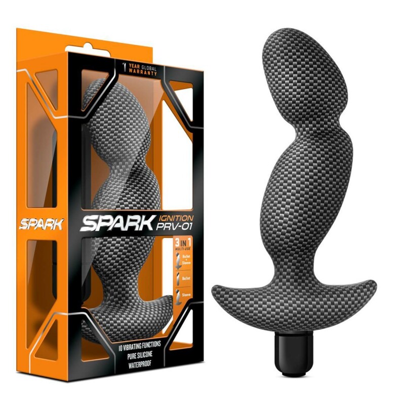 Вібромасажер простати Blush SPARK фігурний, з дуговим стопером, сірий, 12.7 х 3.3 см - Изображение 1