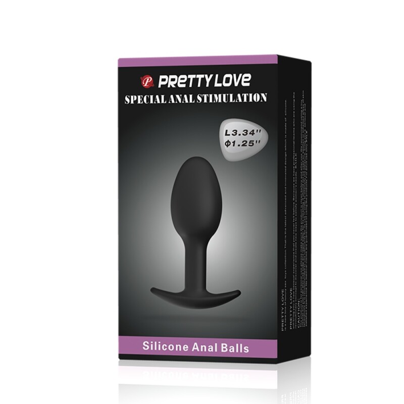 Анальна пробка Pretty Love Heavy Balls силіконова, чорна, 8.4 х 3.2 см - Изображение 7