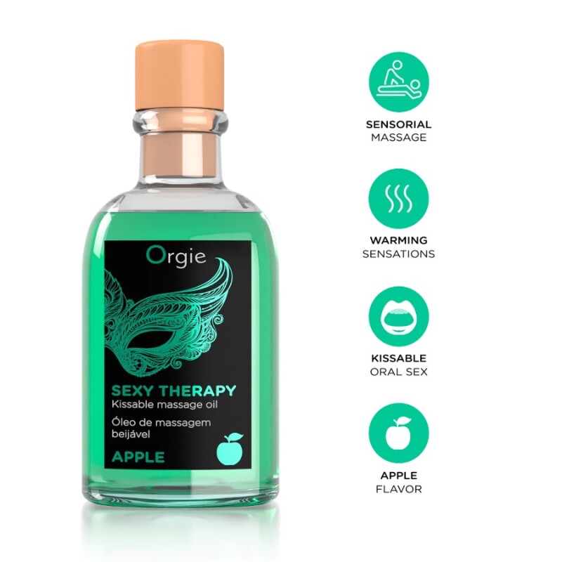 Олійка для масажу їстівна Orgie Sexy Therapy зі смаком яблука, 100 мл