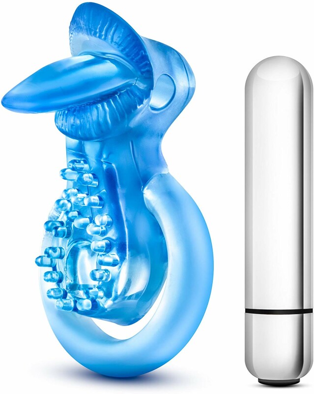 Ерекційне кільце з вібро STAY HARD VIBRATING TONGUE RING BLUE - Зображення 1