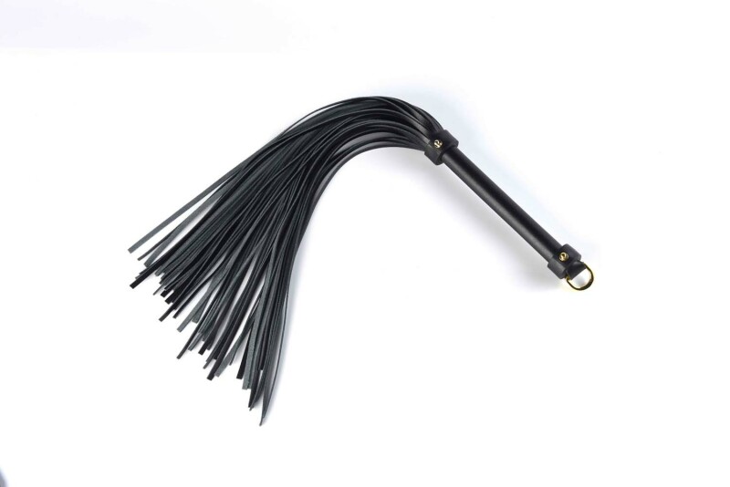 Флоггер (батіг) італійська шкіра UPKO Leather Flogger з позолотою, чорний - Зображення 3