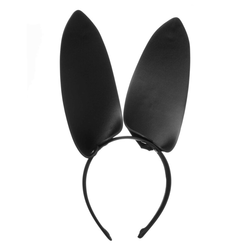 Вушка зайчика на обручі IDEA SM шкіряні, чорні, One Size - Зображення 4