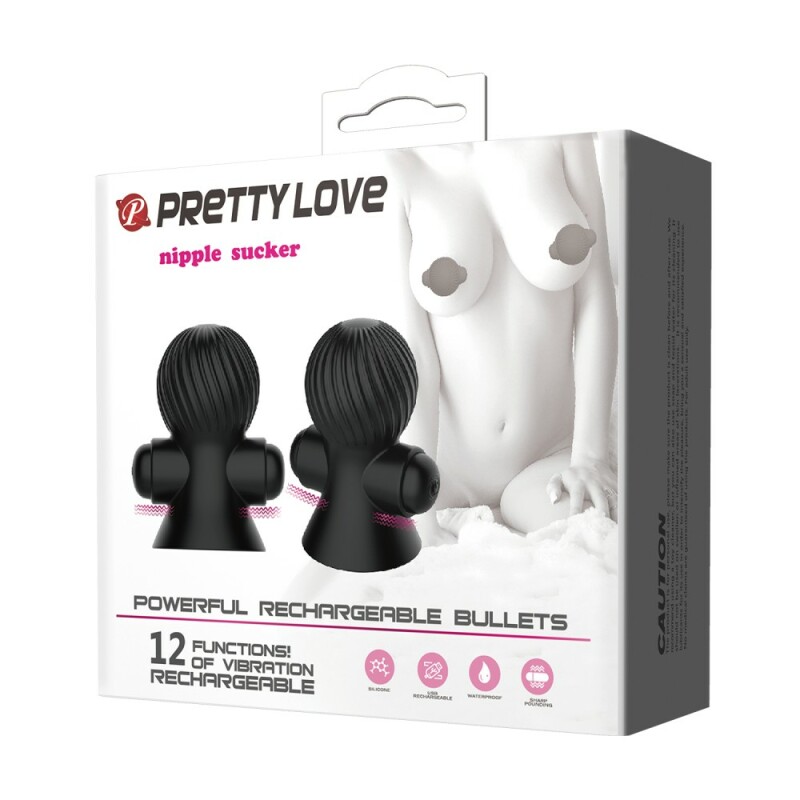 Вібростимулятори для сосків Pretty Love Nipple Sucker силіконові, чорні, 7.2 х 4.5 см - Изображение 9