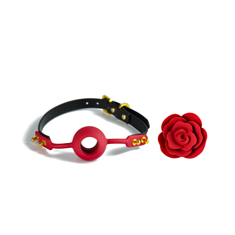 Кляп троянда з силікону та італійської шкіри Rose Ball Gag UPKO - Изображение 3