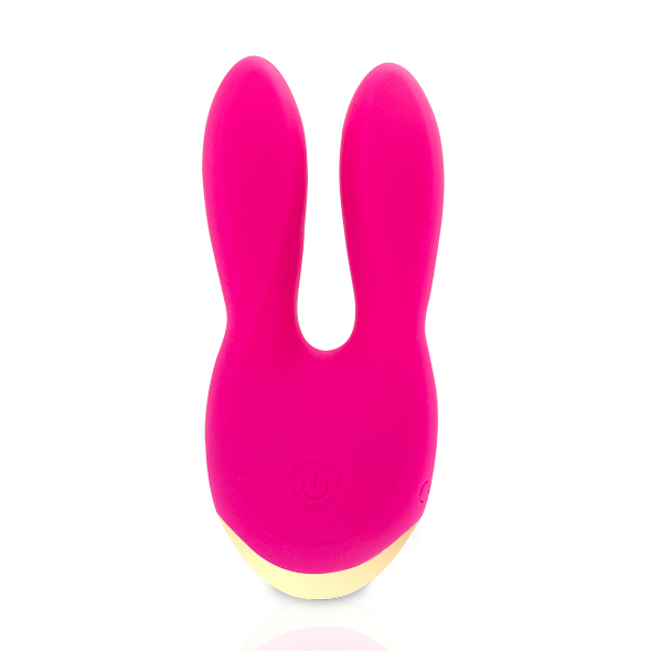 Вібратор з вушками Rianne S Bunny Bliss в сумочці, для клітора, рожевий, 11 х 5 см - Зображення 1