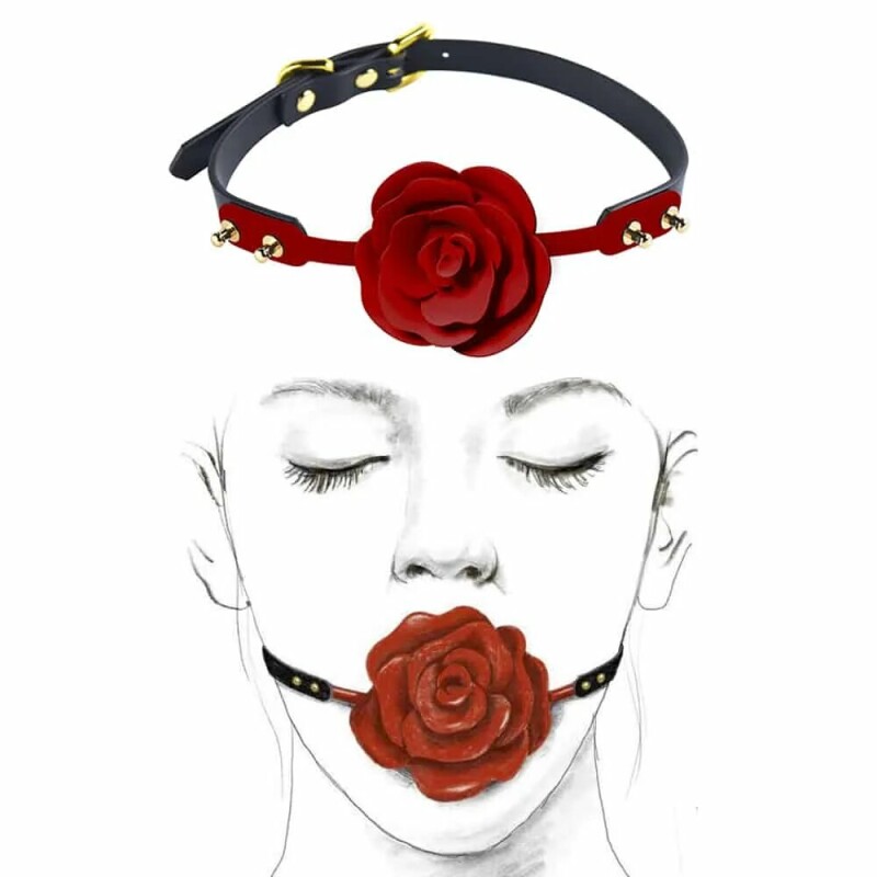 Кляп троянда з силікону та італійської шкіри Rose Ball Gag UPKO - Изображение 1