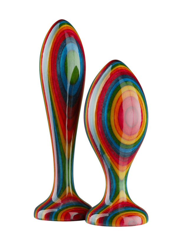 Дерев'яна анальна пробка Teatiamo Rainbow Large - Изображение 2