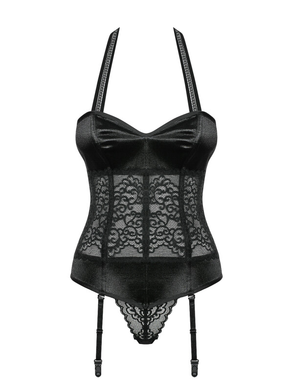 Еротичний корсет напівпрозорий з прикрасою і підвіскою corset & thong L / XL - Зображення 4