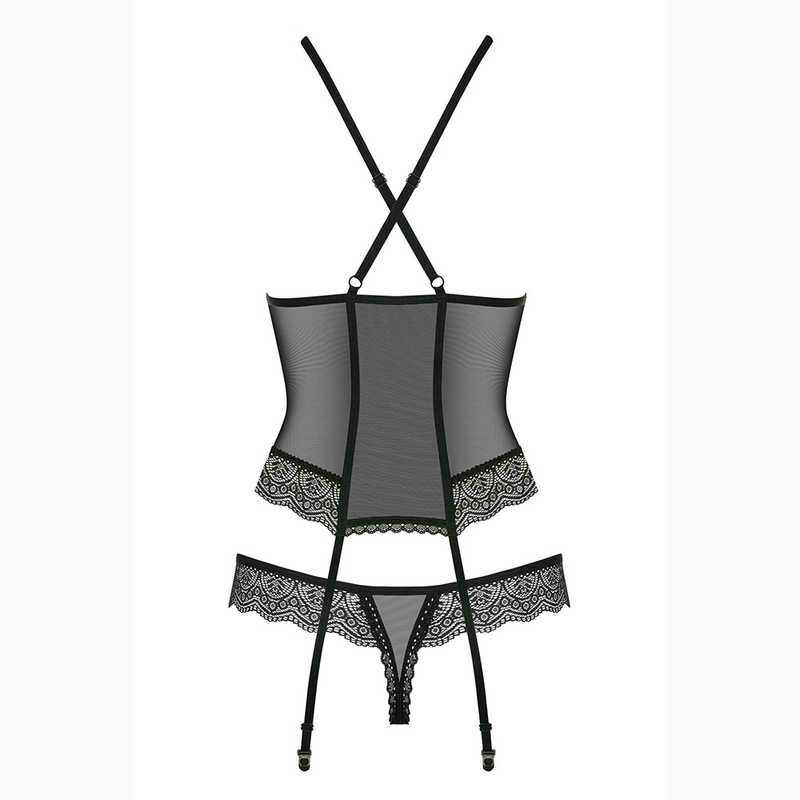 Еротичний корсет напівпрозорий з прикрасою і підвіскою corset & thong L / XL - Зображення 5