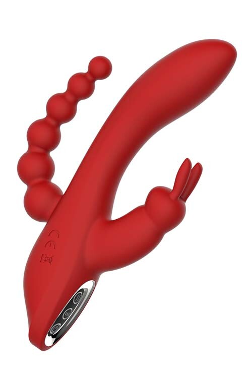 Вібратор-кролик Dream Toys Essentials Hera з анальним ланцюжком, червоний, 21 х 3.5 см - Изображение 3