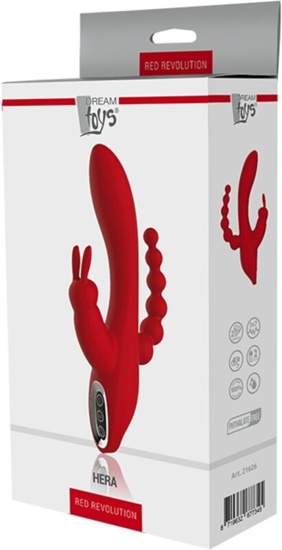Вібратор-кролик Dream Toys Essentials Hera з анальним ланцюжком, червоний, 21 х 3.5 см - Изображение 1