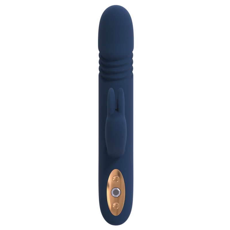 Вібратор-кролик Dreamtoys Zephyros з фрикціями, синій, 23 х 3.7 см - Зображення 3