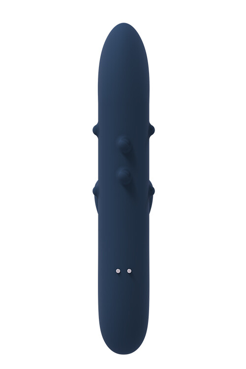 Вібратор-кролик Dream Toys Athena з рухомими кульками і обертовим кліторальним відростком, синій, 23 х 3.7 см - Зображення 4