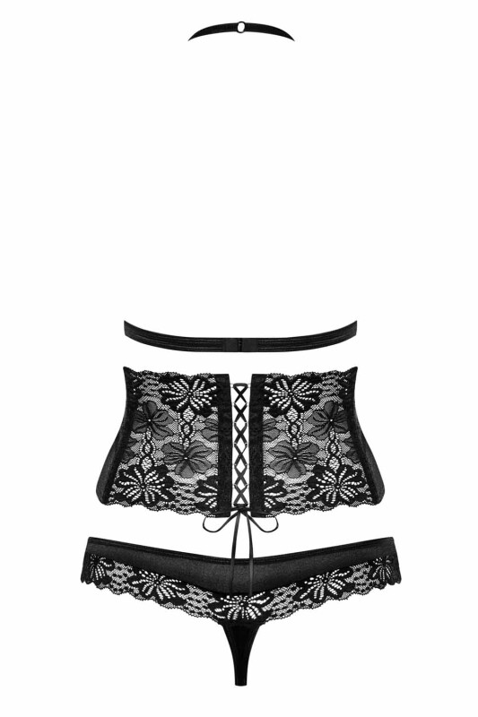 Сексуальний комплект з поясом на шнурівці L / XL, Чорний - Изображение 8