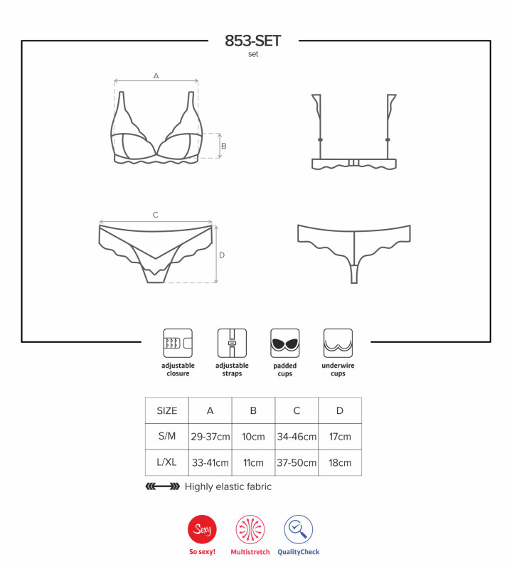 Комплект спідньої білизни Obsessive 853-SET-3 мереживиний, червоний, L-XL - Зображення 6