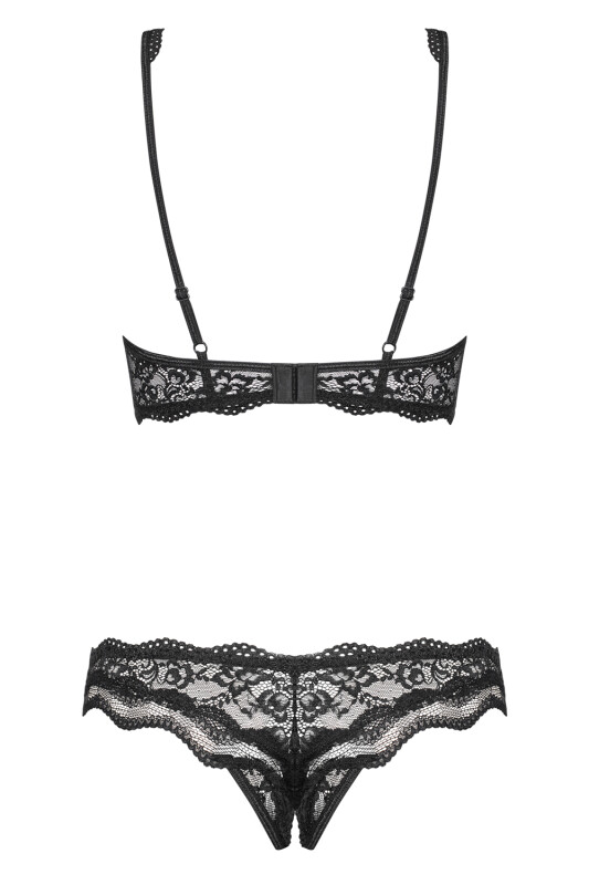 Комплект спідньої білизни Obsessive Luvae мереживний, чорний, L-XL - Зображення 8