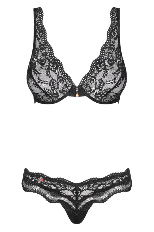 Комплект мереживний Obsessive Luvae чорний, розмір S/M - Зображення 6