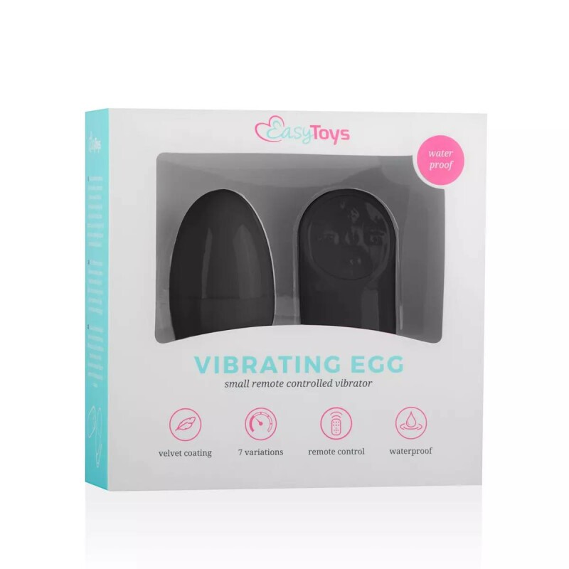 Віброяйце з дистанційним пультом Easytoys, чорне, 7 х 3.5 см - Изображение 1