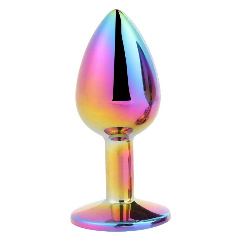 Анальна пробка Dream Toys Gleaming Love з різнокольоровим каменем, райдужна, 7.1 х 2.7 см - Изображение 2
