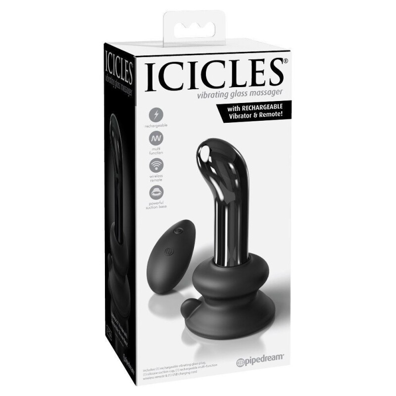 Анальна пробка Pipedream Icicles з вібрацією і пультом, 10.6 см