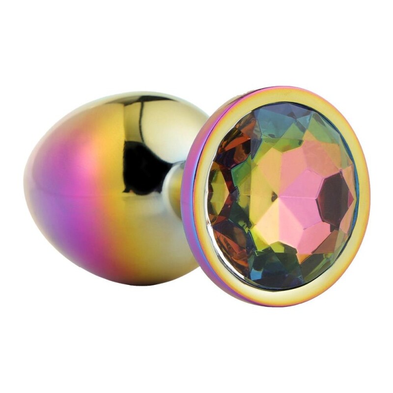 Анальна пробка Dream Toys Gleaming Love з різнокольоровим каменем, райдужна, 7.1 х 2.7 см - Изображение 3