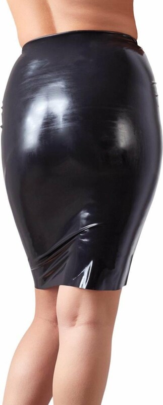 Спідниця LateX з латексу із завищеною талією, до коліна, чорна, розмір XL - Изображение 1