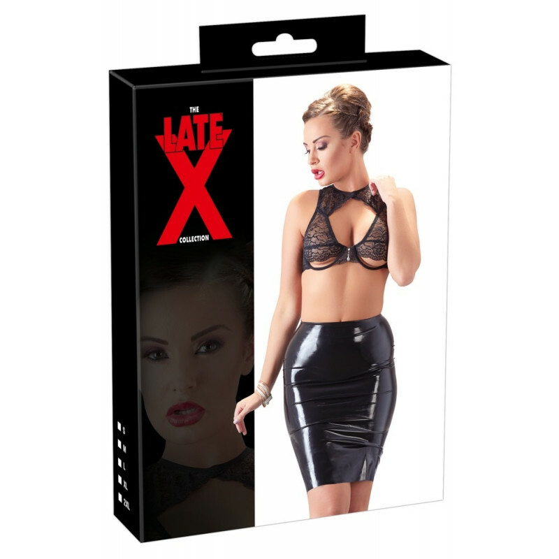Спідниця LateX з латексу із завищеною талією, до коліна, чорна, розмір XL - Изображение 3