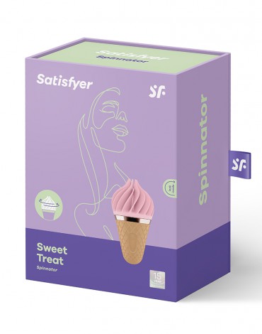 Стимулятор для клітора Satisfyer Sweet Treat з обертовими пелюстками, рожево-коричневий, 10.4 х 5.5 см - Зображення 1