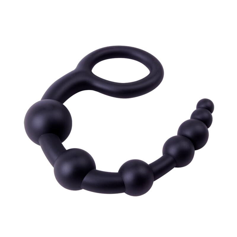 Анальний ланцюжок Chisa Power Boyfriend Beads з кільцем, чорний, 40 х 2-4.5 см - Зображення 4