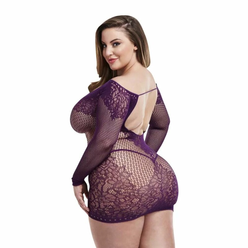 Сукня у сітку Lapdance Lingerie, фіолетова, Plus Size - Изображение 1