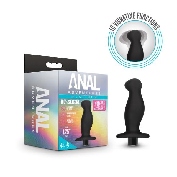 Масажер простати Blush Anal Adventures з вібрацією, чорний, 10.7 см х 3.1 см - Изображение 2