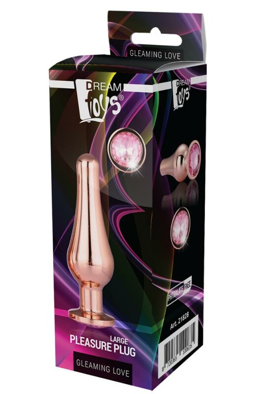 Анальна пробка, L, конічної форми Dream Toys з рожевим стразом, золота - Изображение 1