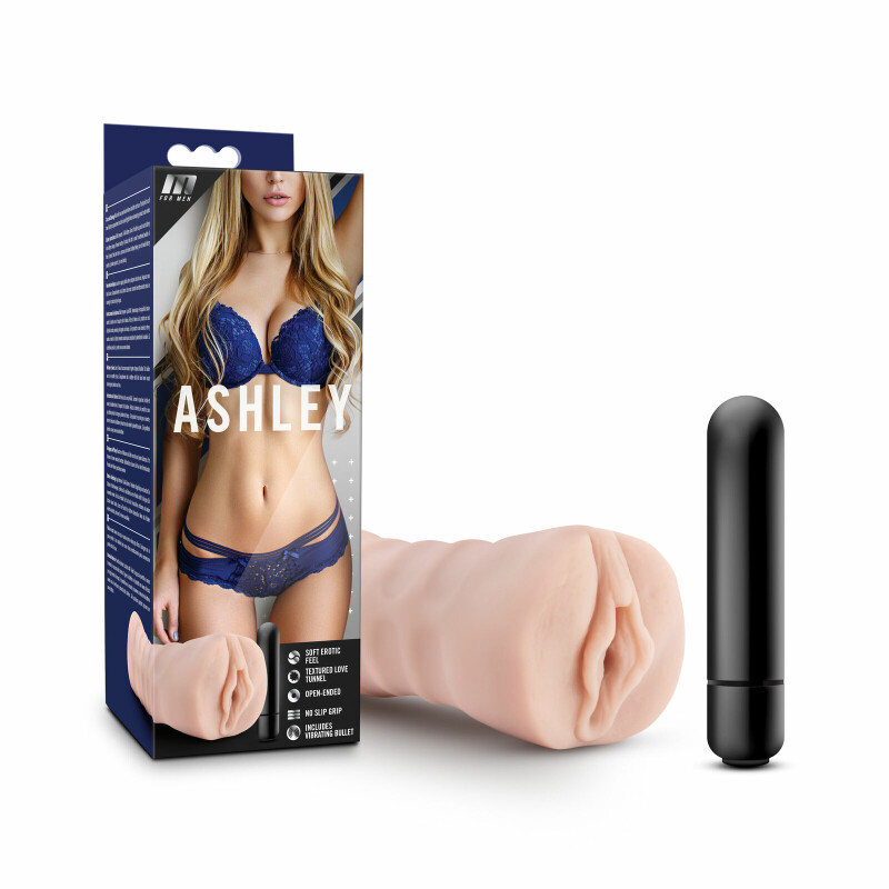 Мастурбатор реалістичний Ashley з вібро кулею, бежового кольору, 13 х 3.7 см - Изображение 2