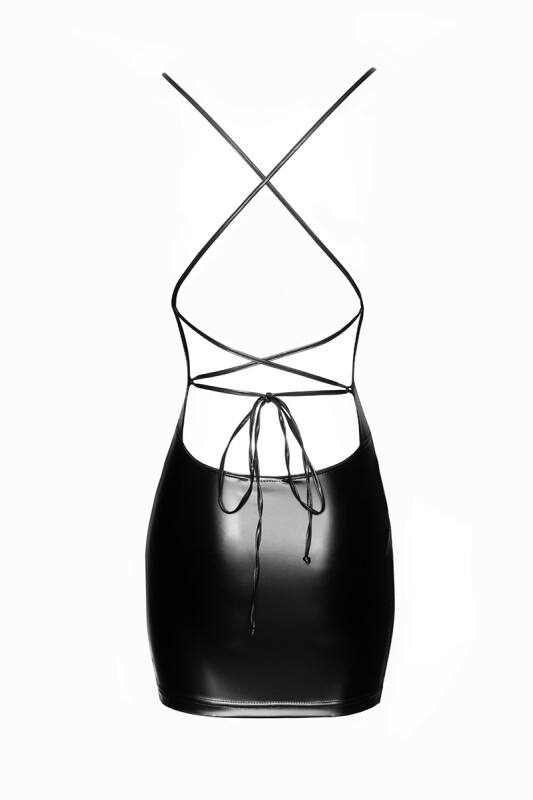 Сукня з відкритою спиною та глибоким декольте вінілова Noir Handmade чорне, L - Изображение 4