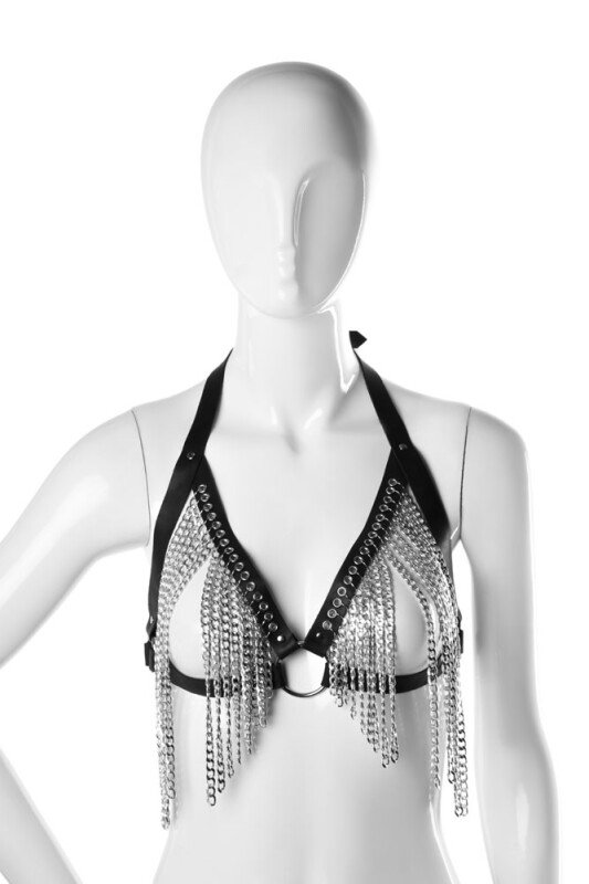 Комплект з бюстгальтером та поясом на стегна L-XL Kit S-chains 1 Candy Hero, з ланцюжками, чорний, (р. 46-48) - Изображение 8