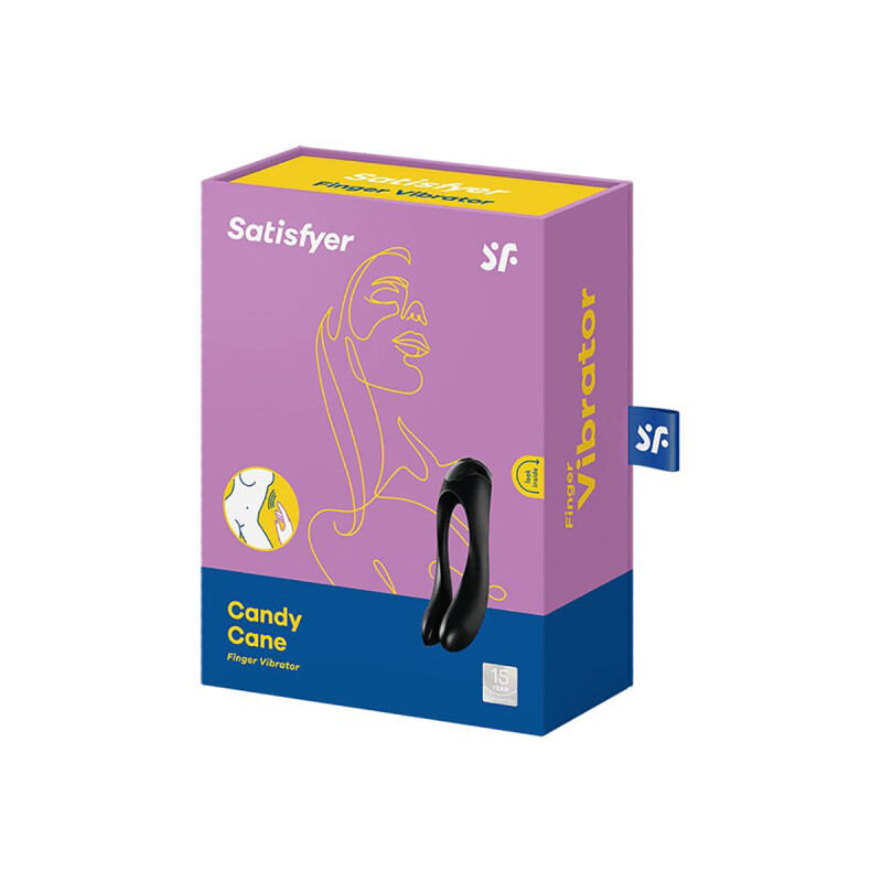 Вібратор на палець Satisfyer Candy Cane із двома ніжками, чорний, 12 х 3.5 см - Изображение 1