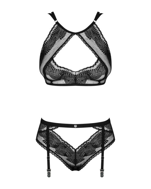 Еротичний комплект Obsessive Allastia бюстгальтер та трусики, чорний, L/XL - Зображення 3