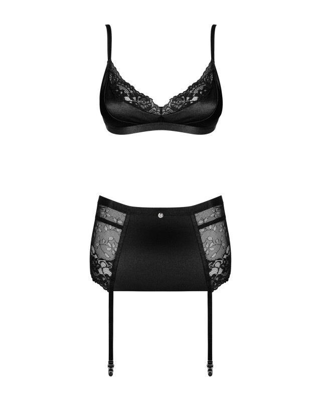 Комплект з поясом для панчіх Obsessive Blanita 3 предмети, чорний, L/XL - Изображение 6